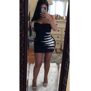 Black & silver body con dress